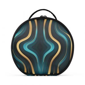Ligne Abstraite Bleu Jaune Créativité Trousse Sac Cosmétique Circulaire de Maquillage Pochette Sacs avec Cloisons Amovibles pour Voyage Filles (HULAHULA, neuf)