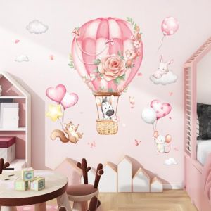 Decvictor Stickers Muraux Enfants Animal Montgolfière Autocollant Mural Zèbre Écureuil Lapin Decoration Chambre Bebe Fille Le Salon Pépinière Mur (XYTEC STORE, neuf)