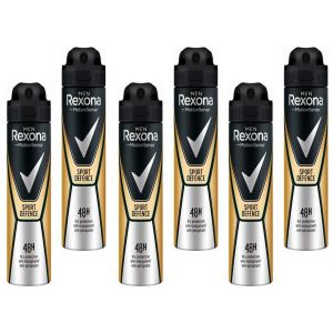 Rexona Men MotionSense Lot de 6 déodorants en spray Sport Defence 48H anti-transpirants avec 48 heures de protection contre les odeurs corporelles et l'humidité des aisselles 200 ml (Sibashop, neuf)