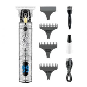 Tondeuse Cheveux Professionnelle, Tondeuse &agrave; cheveux T9 en m&eacute;tal, appareil de coupe de cheveux professionnel, tondeuse &eacute;lectrique sans fil, tondeuse rechargeable for hommes(Silver) (nanfengxianluoleixiaoshoubu, neuf)