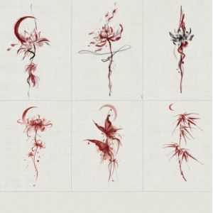 Tatouage Ephemere Tatouages Temporaires 6 Pi&egrave;ces De Fleur De Lune De Bord De Mer Style Chinois Couleur Rouge Imperm&eacute;able &Agrave; L'Eau Femme Longue Dur&eacute;e Fleur Bras Bras Petite Autocollant Faux Tatouage (ZhouKouShiXinRuiJianSheGongChengYouXianGongSi, neuf)