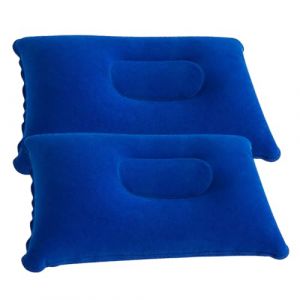 EIHI 2 pièces Oreiller Gonflable Floqué, 38x24cm, oreiller gonflable camping, oreiller de voyage, Coussin d'air portable pour avion, Coussin de plage, Bleu (EIHI, neuf)