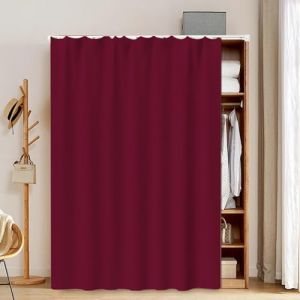 Enigmaire Rideaux D'Armoire pour éTagèRes,Rideau Meuble Cuisine,Rideaux Courts De Cuisine Pliables,Rideaux Anti-PoussièRe,avec Rail De Guidage,Simple Et Occultant,pour Salon Chambre DéCoration (DanHP, neuf)