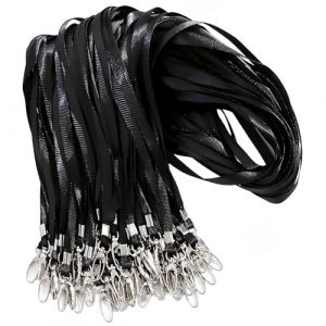 Lot de 50 Cordons Tour de Cou, Cordons pour Badge D'identit&eacute; avec Crochet Pivotant, Lani&egrave;res de Cou, Courroie Cordons de Cou Lanyard pour Porte-cl&eacute;s Porte Badge Carte D'identification (Noir) (xingyulong, neuf)