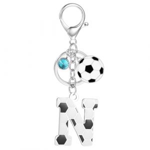 MWOOT Porte Cl&eacute; Football avec Lettre Initiale, Porte Clef Alphabet avec Pendentif Football pour Amoureux du Football, Cadeau de Football Charme de Porte Cl&eacute;s pour Cl&eacute; de Voiture Sac &agrave; Dos D&eacute;cor(N) (Sopdy-eu, neuf)