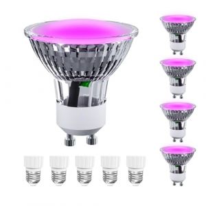 ANTELA Ampoules Lampes de Croissance Horticoles LED avec Base pour Gu10 à E27, 4W 200lm avec PPFD pour Plantes d'Intérieur (Antela, neuf)