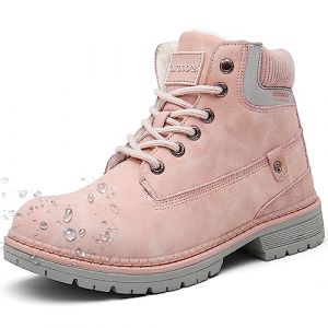 Bottes Femme Homme Hiver Bottines Cuir Plates Lacets Chaud Fourrure Bottines de Neige Chaussures Boots d'hiver, 39 EU, Pink (DADAZE, neuf)