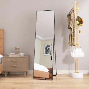G&eacute;n&eacute;rique Miroir sur Pied 140 x 40 cm, Miroir Int&eacute;gral Rettangolare avec Cadre en Aluminium, Anti-d&eacute;flagrante, Grand Miroir Mural Suspendu, pour Salon, Sommeil, Dressing, Salle de Bain, Couloir,Noir (ZHAO HUI STORE, neuf)