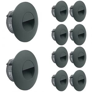LIGHTWORLD24 10 pi&egrave;ces &Eacute;clairage LED des marches Applique murale encastrable Spot encastr&eacute; int&eacute;rieur ext&eacute;rieur Lampe murale Lumi&egrave;re d'escalier Lumi&egrave;re des marches IP65 230V Gris (Light-World-24, neuf)
