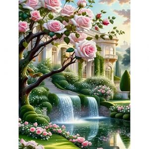 Huacan Kit Broderie Point de Croix Paysage Imprimé Tissu de Grille, Point de Croix Kit de Broderie 11CT DIY Œuvres D'art Faites à La Main pour Adultes Débutants 40 x 50 CM (Paysage E) (Huacan Diamond Painting-FR, neuf)