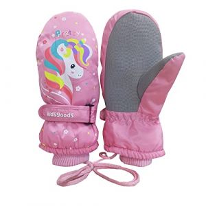 Jupsk Enfants Gants de Ski d'hiver Imperm&eacute;ables Velo Mitaine Moufle de Ski Snowboard Rose Licorne Gants pour Fille Gar&ccedil;on 6 &agrave; 12 Ans (jupsk, neuf)