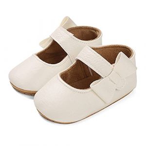 LACOFIA Ballerine Bébé Fille Chaussure Premier Pas pour Bébé Chaussures de Baptême Bowknot Antidérapant Blanc 12-18 Mois (Lacofia, neuf)