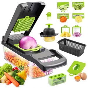 16 en 1 Mandoline Cuisine Kit, Coupe Decoupe Legumes Multifonctions, Legumes Manuel &agrave; 7 Lames Rempla&ccedil;ables Vegetable Chopper, Coupe Legume Cube, pour Couper, R&acirc;per Les, Trancher L&eacute;gumes (BRAVITRIGUEIRO UNIPESSOAL LDA, neuf)