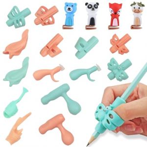 KOLZEMV Lot de 16 Grippies Aide écriture, guide doigts ecriture enfant, guide doigt, aide ecriture enfant, Guide Doigt Ecriture - Pencil Grips for Kids Ergonomique Pour Enfant Adulte Besoins (ZHAO CI YK, neuf)