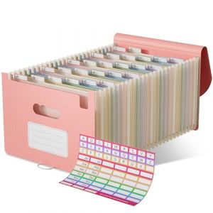 EcoStash Trieur 26 Compartiments A4, Rangement Papier Administratif, Organiseur de Dossiers Accordéon en Paille de Blé, Classeur Range Document, Sans BPA, Retour à la Nature, Vie Saine - Rose Fraise (EcoStash Direct, neuf)