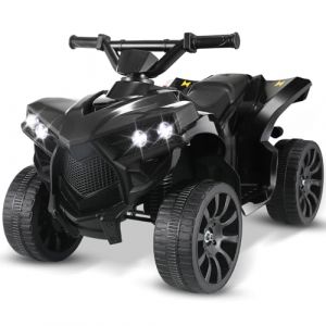 MAMIZO 6V Quad &eacute;lectrique Enfant, Voiture &eacute;lectrique Enfant 3 KM/H, avec MP3, Trompette & Phare, Chargement USB, Quad Moto &Eacute;lectrique pour Enfants &agrave; partir de 3 Ans, Noir，4 pcs Roues (BRT Store, neuf)