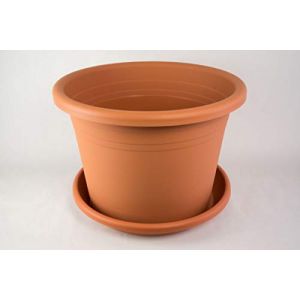 Fuchs Versand 24/7 GmbH Pot de fleurs cylindrique avec soucoupe en diff&eacute;rentes couleurs et tailles, couleur : terre cuite, diam&egrave;tre : 60 cm (Fuchs Versand 24/7 GmbH, neuf)
