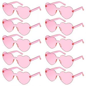 SelfTek Lunettes Cœur, 10 Paires Lunettes en Forme de Cœur, Lunettes De Soleil Coeur, Lunette Soiree de Fête pour Anniversaire, Mariage, Carnaval, Accessoires Photo pour Femmes, Hommes(Rose) (SelfTek Direct, neuf)