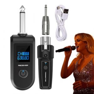 Sghtil Émetteur et récepteur de micro | Adaptateur de microphone sans fil 10 canaux, émetteur et récepteur enfichables pour guitare, basse, instruments électriques (hinetinly, neuf)