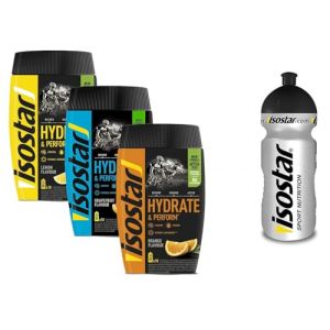 Isostar Hydrate & Perform Iso Drink - 400 g de Poudre de Boisson isotonique - 1 x Orange + 1 x Citron + 1x Pamplemousse + Bouteille de 0,5 Litre (Special-Fitness, neuf)