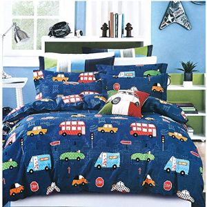 Michorinee Housse de Couette Voiture 220x240 Bleu + 2 Taies d'oreiller 65x65 cm - Parure de Lit Adulte 2 Personnes en Microfibre - Linge de Lit Imprimé avec Fermeture Éclair (AShanlan, neuf)
