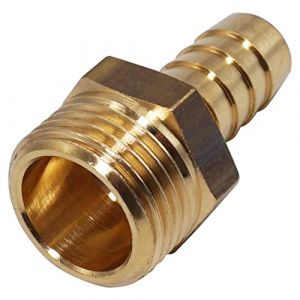 SKIR'CO 1 raccord cannelé mâle en laiton 1/2" x 12 mm, adaptateur de tuyau barbelé, connecteur de queue de tuyau, filetage BSP (Skirmantas, neuf)