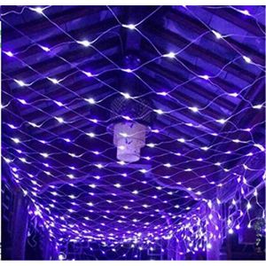 Filet Solaire Guirlandes, 200Led Arrière Cour Patio Net Lumière Balcon Clôture Maille Fée Lumière Chaîne Extérieur Étanche 3mx2m 8 Modes Extérieur Jardin Lumière, Mur Toit Rideau Décor (Violet) (zhilirongxiang, neuf)