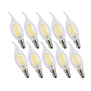 ENGEYA Ampoule LED Filament 4W, Forme Flamme, Ampoule E14 Petite Vis Edison, Equivalent 40W, Blanc Froid 6500K/400 Lumens,AC 220-240V, Non Dimmable, Lot de 10 (Engeya, neuf)