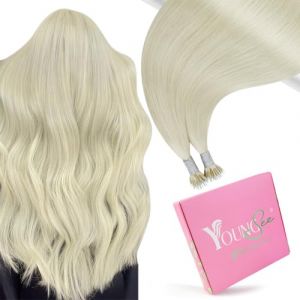 YoungSee 50g Extension Cheveux Nano Blond Platine 55cm Extension Cheveux Naturel Nano Ring Blond Nano Tip Naturel Extension Nano Ring Remy Anneaux Extensions à Froid Blond #60A (YoungSee Europe, neuf)
