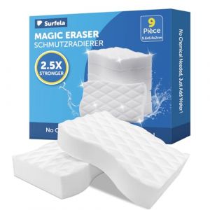 Surfela 9 Pi&egrave;ces Eponge Magique Mur Blanc, Gomme Magique avec Une Durabilit&eacute; 2,5 Sup&eacute;rieure, Eponge Melamine Extra Longue Dur&eacute;e, Enl&egrave;ve la Salet&eacute; dans la Cuisine et la Salle de Bain,10&times;7&times;2cm (Surfela, neuf)