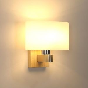 Applique Murale d&rsquo;int&eacute;rieur Vintage, Applique Murale en Bois de Verre, Abat-jour Ovale, base de Couleur Bois Naturel, Id&eacute;ale pour &eacute;clairer le Salon, Chambre &agrave; Coucher, Bureau et les Escaliers (FORSUN, neuf)