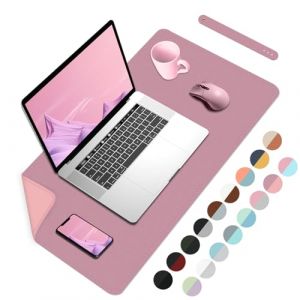 Sous-main double face, sous-main imperméable en cuir PU, grand tapis de souris pour bureau/maison - violet+rose, 60 x 35 cm (Phoenix-UK, neuf)