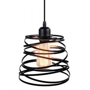 iDEGU Suspension Luminaire Moderne Créatif Lustre Plafonnier de Design à Spirale en Cascade Métal Vintage Éclairage E27 Rétro Lampe Suspension pour Chambre Salon Salle à Manger (20cm, Noir) (IDEGU, neuf)