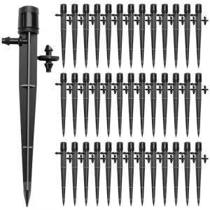 VooGenzek 40 Pi&egrave;ces Goutteur Irrigation R&eacute;glable, 360 Degr&eacute;s Micro Asperseur Goutte &agrave; Goutte pour Tube 4/7 mm, Goutteur d'irrigation Insertion, Noir (avec Connecteur) (VooGenzek, neuf)