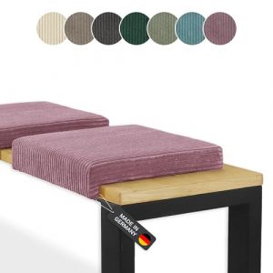 Lycce Coussin de banc à pince, 1 barre en tissu côtelé, rembourrage supplémentaire, profondeur du banc à partir de 35 cm (vieux rose) (DasTierDing, neuf)