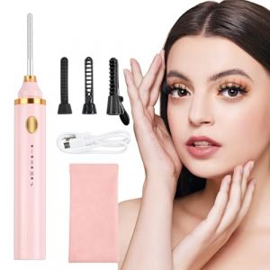 Recourbe Cils Chauffant Électrique, 3 en 1 Recourbe-Cils Rechargeable, Brosse à Cils 3 Température Réglable, Outil de Recourbe-cils Chauffante, Heated Eyelash Curler avec 3 Têtes de Brosse (Rose) (Laukra special SIA, neuf)