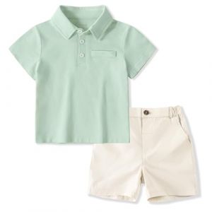 Volunboy Ensembles de Vêtement Bébé Garçon, Manches Courtes Polo T-Shirt avec Short 2 Pièces Tenue d'été pour 1-6 Ans(Vert Menthe,18-24 mois,Taille 90) (Volunboy, neuf)