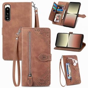 JayModCase Coque pour Sony Xperia 5 IV, PU Portefeuille Rabat Fermeture aimant&eacute;e &eacute;tui en Cuir [Antichoc TPU] [Fonction Support] [Dragonne] &Eacute;tui pour Xperia 5 IV - Marron (JIEMA EU STORE, neuf)