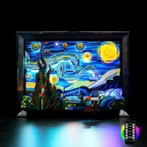 Kit d'éclairage télécommandé pour Lego 21333 Ideas Vincent Van Gogh La Nuit étoilée (Pas Un modèle Lego), Kit d'éclairage LED Compatible avec Lego La Nuit étoilée, Cadeau créatif pour Adultes (BrickBling Lighting, neuf)