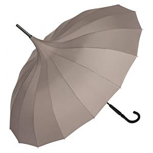 VON LILENFELD® Ombrelle Parapluie Pagode Parasol Femme Charlotte gris taupe (Coco24-Deutschland, neuf)