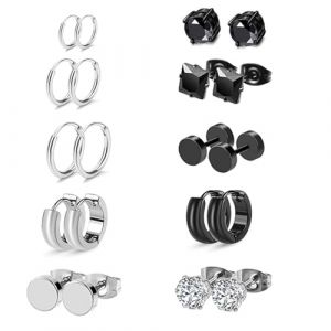 Yolistar 10 Paires Acier Inoxydable Boucle oreille, Homme Femme Ronde Clou, Zircon Piercing Boucles doreilles, Bijoux Pour Les Mariages, Anniversaires Et Vacances (BooAnn, neuf)