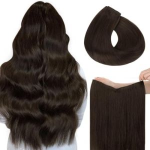 HOTBANANA Extensions de cheveux en fil de fer - 35,6 cm - 75 g - Brun foncé clair - Extensions de cheveux humains raides et invisibles - Extensions de cheveux Remy (hotbanana FR, neuf)