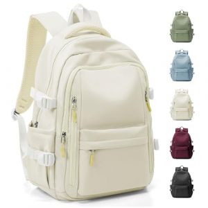 HYC00 Sac &agrave; Dos Scolaire Fille Ado Sac &agrave; Dos D'&eacute;cole Coll&egrave;ge Sacs &eacute;cole Scolaires Fille Cartables Sacs Universitaire Femme L&eacute;ger Casual Daypacks College Pack Imperm&eacute;able School Bag Work Bookbag,Beige (SUNMOP, neuf)