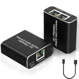 Switch RJ45 2 Ports 1000Mbps Network LAN Switch, R&eacute;partiteur Ethernet RJ45 1 to 2 Switch Ethernet Gigabit Network Splitter pour Ordinateurs, Commutateurs, Routeurs, T&eacute;l&eacute;viseurs, Bo&icirc;tiers D&eacute;codeurs (DonRiver, neuf)