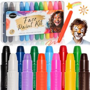 VILLTAKE Visage Peinture, 12 Couleurs Crayon Maquillage Enfant,maquillage pour enfants, peinture visage,Non-Toxique, Lavable, maquillage festival, Halloween, Carnaval, No&euml;l, Cosplay, Soir&eacute;es &agrave; Th&egrave;me (VillTake, neuf)