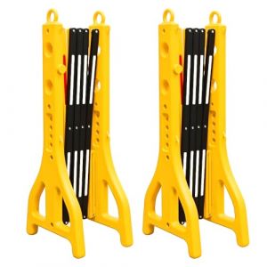 Berry Barrière mobile extensible – Jaune et noir – Barrière pliable en plastique de 2,5 m, barrière portable réfléchissante, barrière temporaire pour la sécurité des piétons, événements, écoles (Biri Trading, neuf)