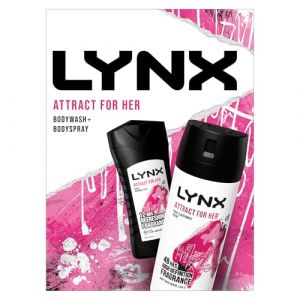 LYNX Attract for Her Duo Body Spray Coffret cadeau gel douche et déodorant parfait pour sa routine quotidienne 2 pièces (Love2Peace, neuf)