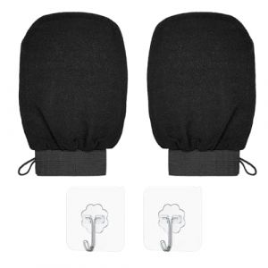 2 Pièces Gant Exfoliant Corps, Gant de crin, Gant exfoliant, Gant Gommage Corps avec cordon de suspension, Gants Exfoliants pour le corps, Livré avec deux crochets transparents (lets xia, neuf)