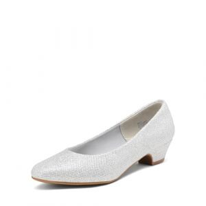 DREAM PAIRS Escarpins Femme Petit Talon Chaussure, Escarpins Compensés Elégants et Confortables pour Femme,Size 39,Argent/Paillettes,Mila (dreampairsEU, neuf)