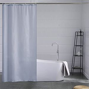 Furlinic Rideau de douche étroit pour douche d'angle et petite baignoire avec 6 anneaux de rideau de douche - En tissu polyester, résistant à la moisissure, imperméable et lavable - Gris bleu - 85 x (newpower, neuf)